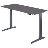 Steh-Sitz-Schreibtisch PREMIUM graphit | elektrisch h�henverstellbar | B180 x T80 cm | Graphit