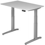 Steh-Sitz-Schreibtisch PREMIUM silver | elektrisch h�henverstellbar | B120 x T80 cm | Lichtgrau
