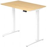 Steh-Sitz-Schreibtisch PREMIUM white | elektrisch h�henverstellbar | B120 x T80 cm | Ahorn