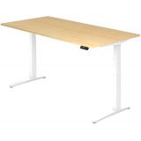 Steh-Sitz-Schreibtisch PREMIUM white | elektrisch h�henverstellbar | B200 x T100 cm | Ahorn