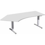 Steh-Sitz-Schreibtisch STYLE Pro | elektrisch höhenverstellbar | 135° Freiform | Hellgrau Steh-Sitz-Schreibtisch STYLE Pro | elektrisch höhenverstellbar | 135° Freiform | Hellgrau