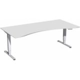 Steh-Sitz-Schreibtisch STYLE Pro | elektrisch höhenverstellbar | Ergonomieform B200 cm | Hellgrau Steh-Sitz-Schreibtisch STYLE Pro | elektrisch höhenverstellbar | Ergonomieform B200 cm | Hellgrau