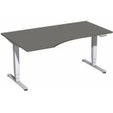 Steh-Sitz-Schreibtisch STYLE Pro | elektrisch h�henverstellbar | PC-Form 160 cm | Graphit