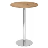 Stehtisch Rundtisch @classic | � 80 cm | Gestell chrom | Platte Eiche Rustikal