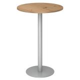 Stehtisch Rundtisch @classic | � 80 cm | Gestell silber | Platte Eiche Rustikal