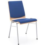 Stapelstuhl LIMBO | Holzschale aus Buche | Sitz + Rücken gepolstert blau