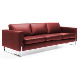 Wartesofa EXEC | 4-Fu� oder Kufengestell | Kunstleder/Echtleder dunkelrot