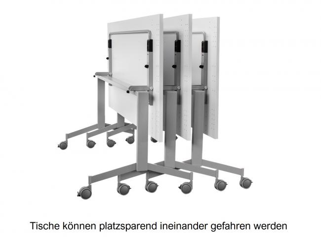 fahrbarer Klapptisch mit einklappbarer Tischplatte um 90° | Ahorn
