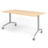 fahrbarer Klapptisch @classic | 160 x 80 cm | Y-Fu� Gestell silber | Platte Ahorn