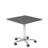 quadratischer Sitz-/Stehtisch h�henverstellbar | Gestell chrom | Platte Graphit