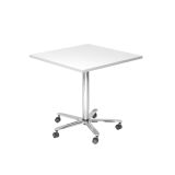 quadratischer Sitz-/Stehtisch h�henverstellbar | Gestell chrom | Platte Wei� classic