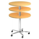 runder Sitz-/Stehtisch h�henverstellbar | � 80 cm | Gestell chrom | Platte Buche