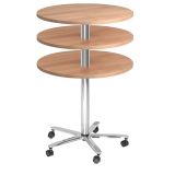 runder Sitz-/Stehtisch h�henverstellbar | � 80 cm | Gestell chrom | Platte Nussbaum hell
