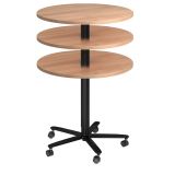 runder Sitz-/Stehtisch h�henverstellbar | � 80 cm | Gestell schwarz | Platte Nussbaum hell