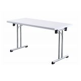 stapelbarer Klapptisch @classic | 138 x 69 cm | T-Fu� Gestell chrom | Platte Wei� classic