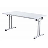 stapelbarer Klapptisch @classic | 160 x 80 cm | T-Fu� Gestell chrom | Platte Wei� classic